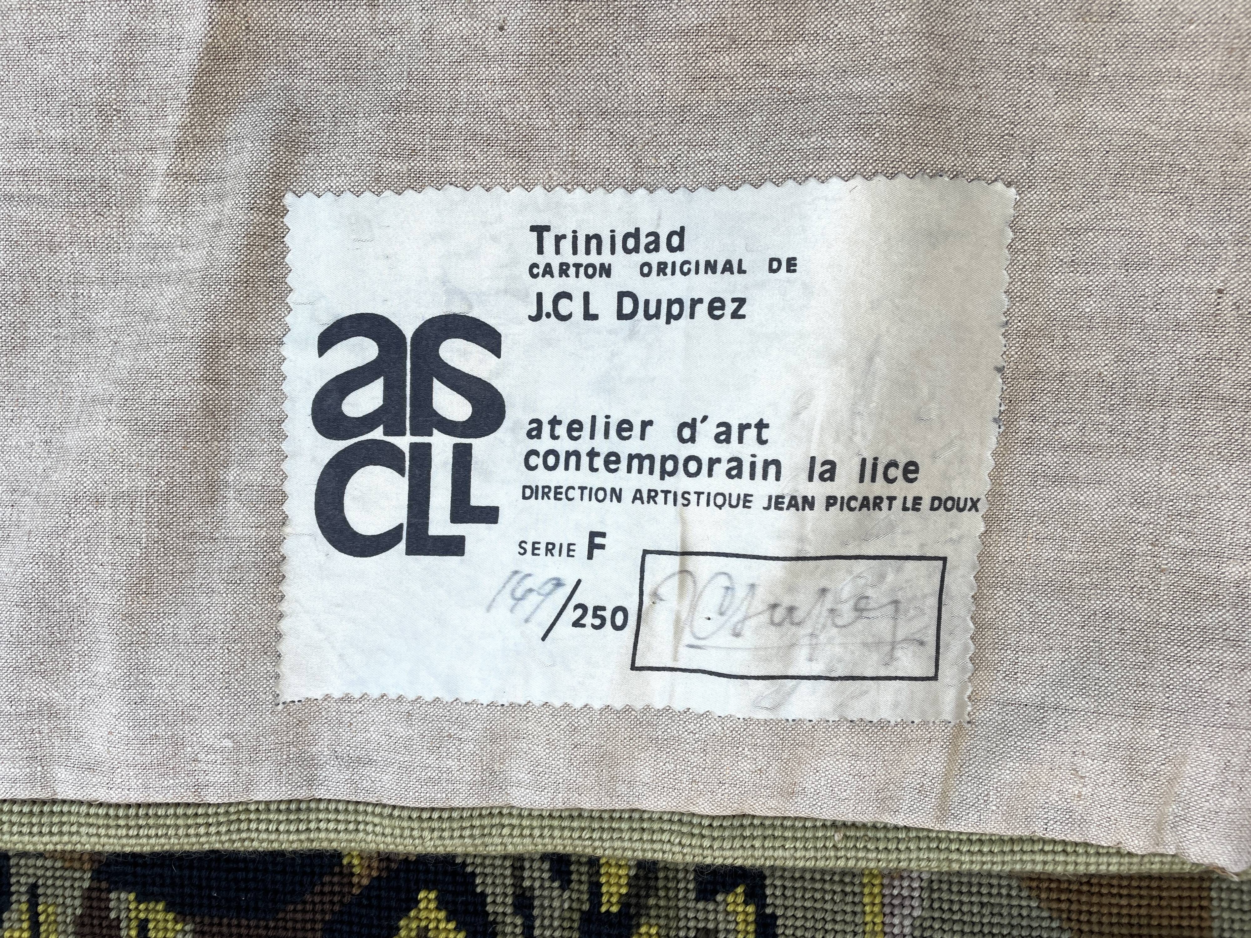 “Trinidad” tapestry by Jean Claude Duprez. 1950. Numbered.