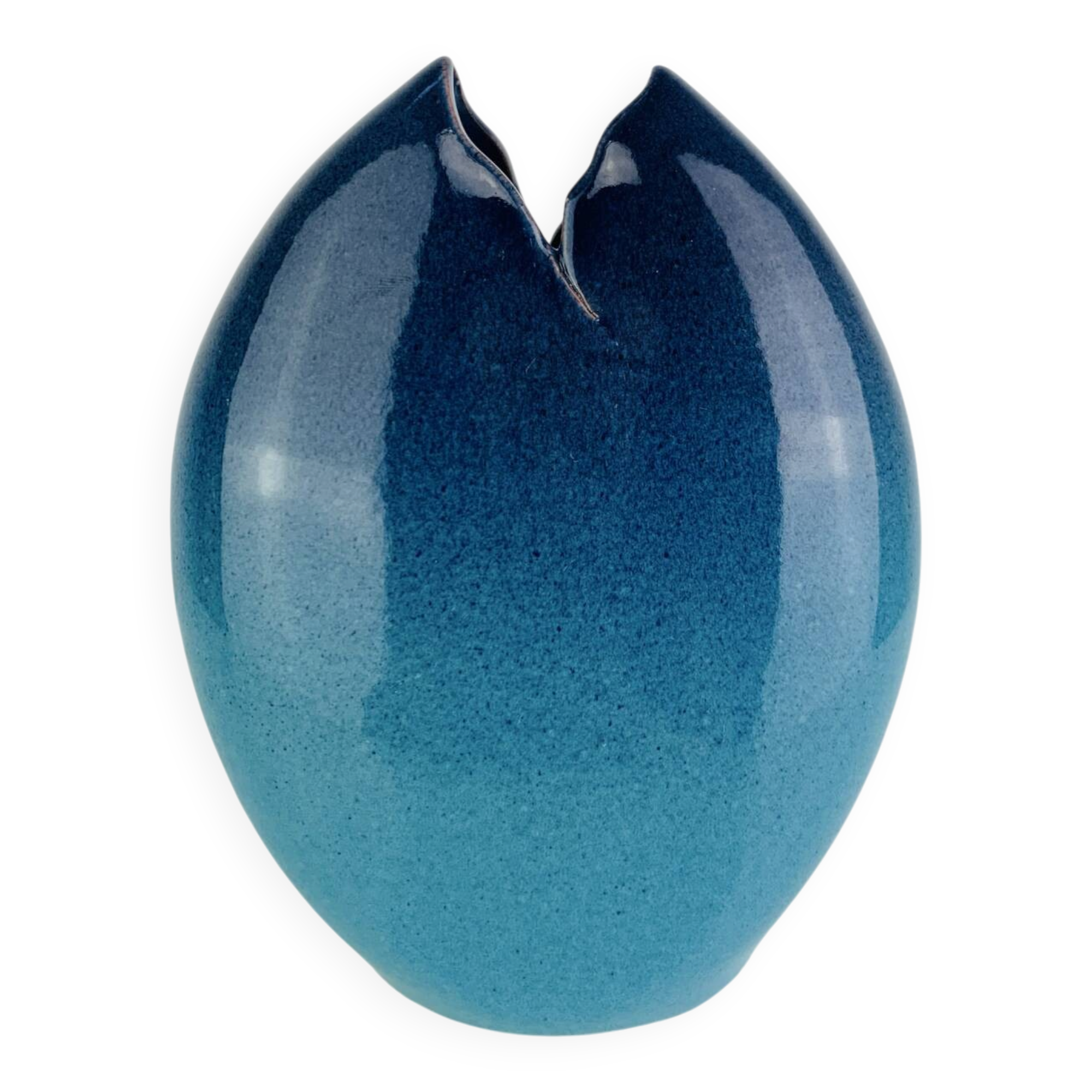 Blue sea ceramic vase signed Sagone Corsica