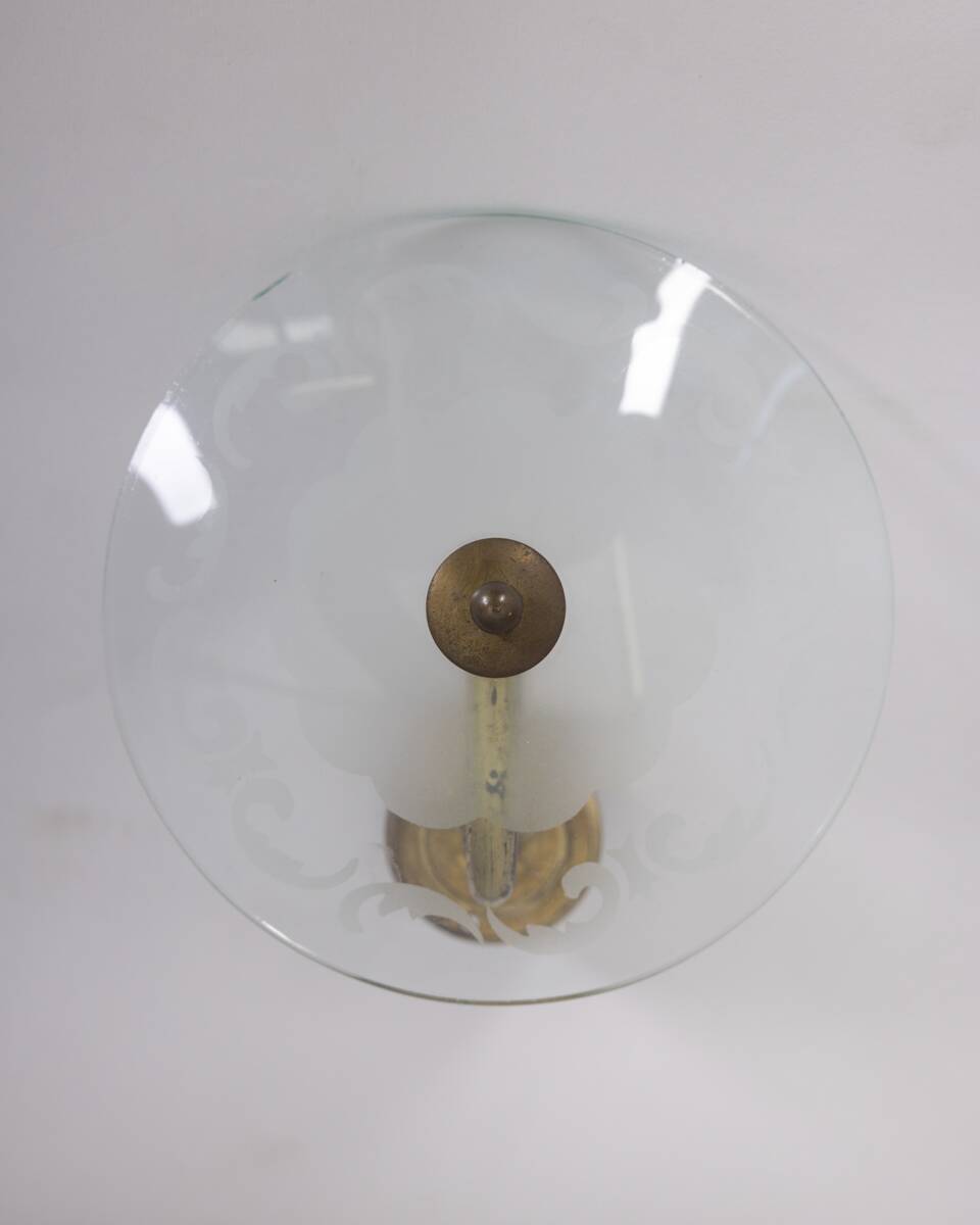 PAIR OF VINTAGE 1950S WALL LAMPS IN BRASS AND GLASS, ITALIAN DESIGN