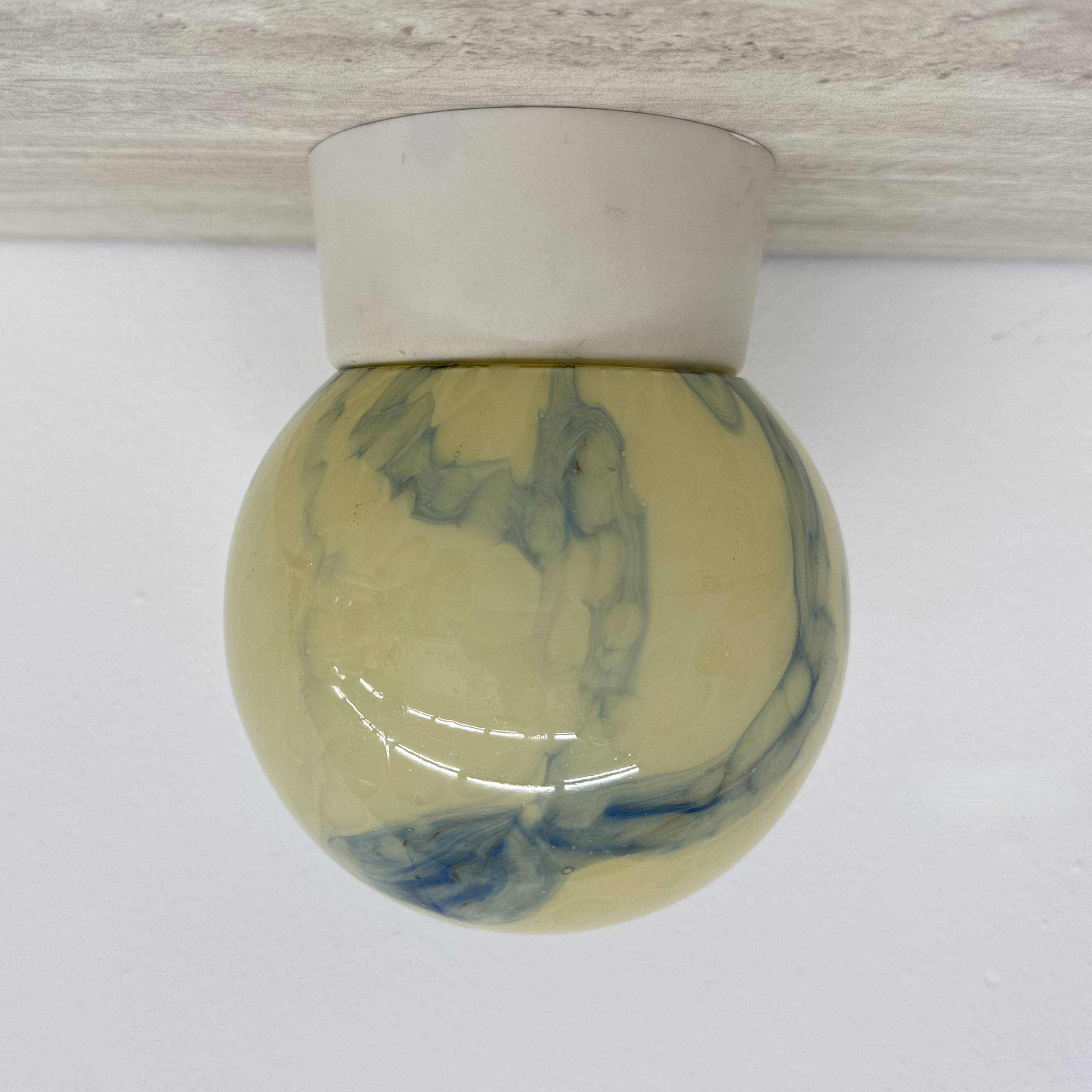 Thabur art deco marbled glass ceiling lamp , 1930s the Netherlands