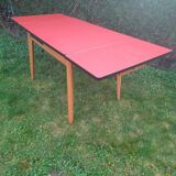 Dining table formica red foot wood