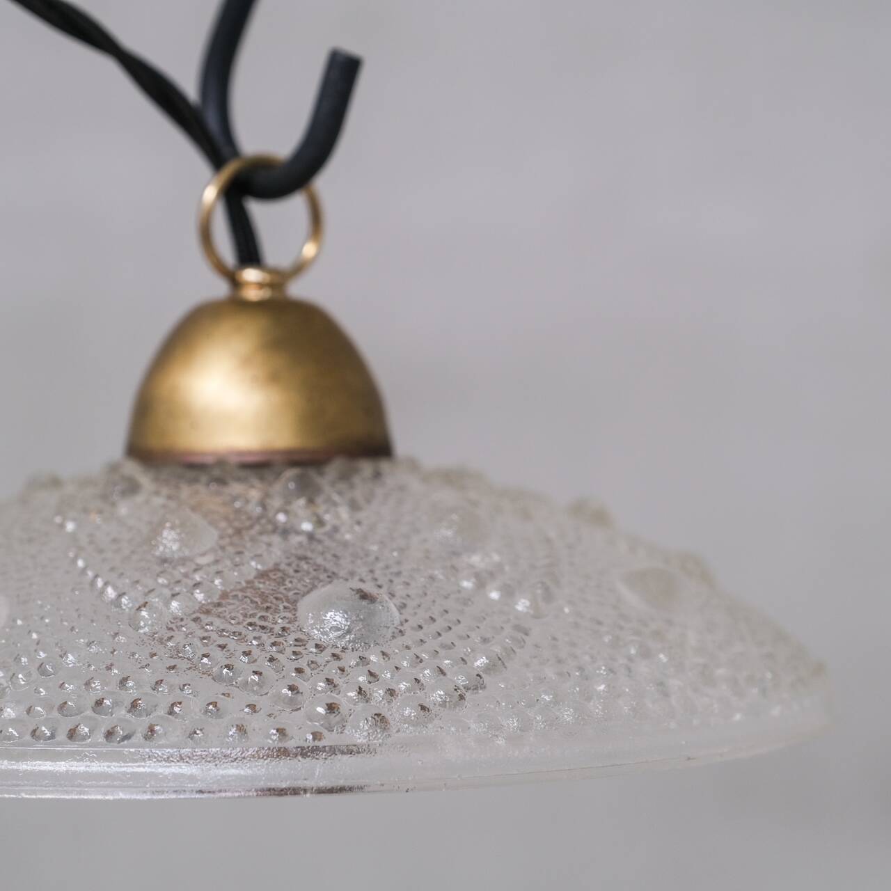 Brass and Glass Mid-Century Pendant Lights (7 Available)