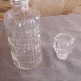 Set of 2 chiseled glass liquor decanters