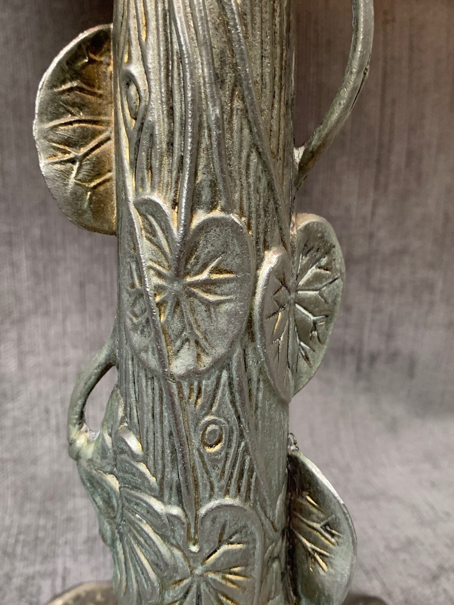 Art Nouveau style lamp, silver bronze