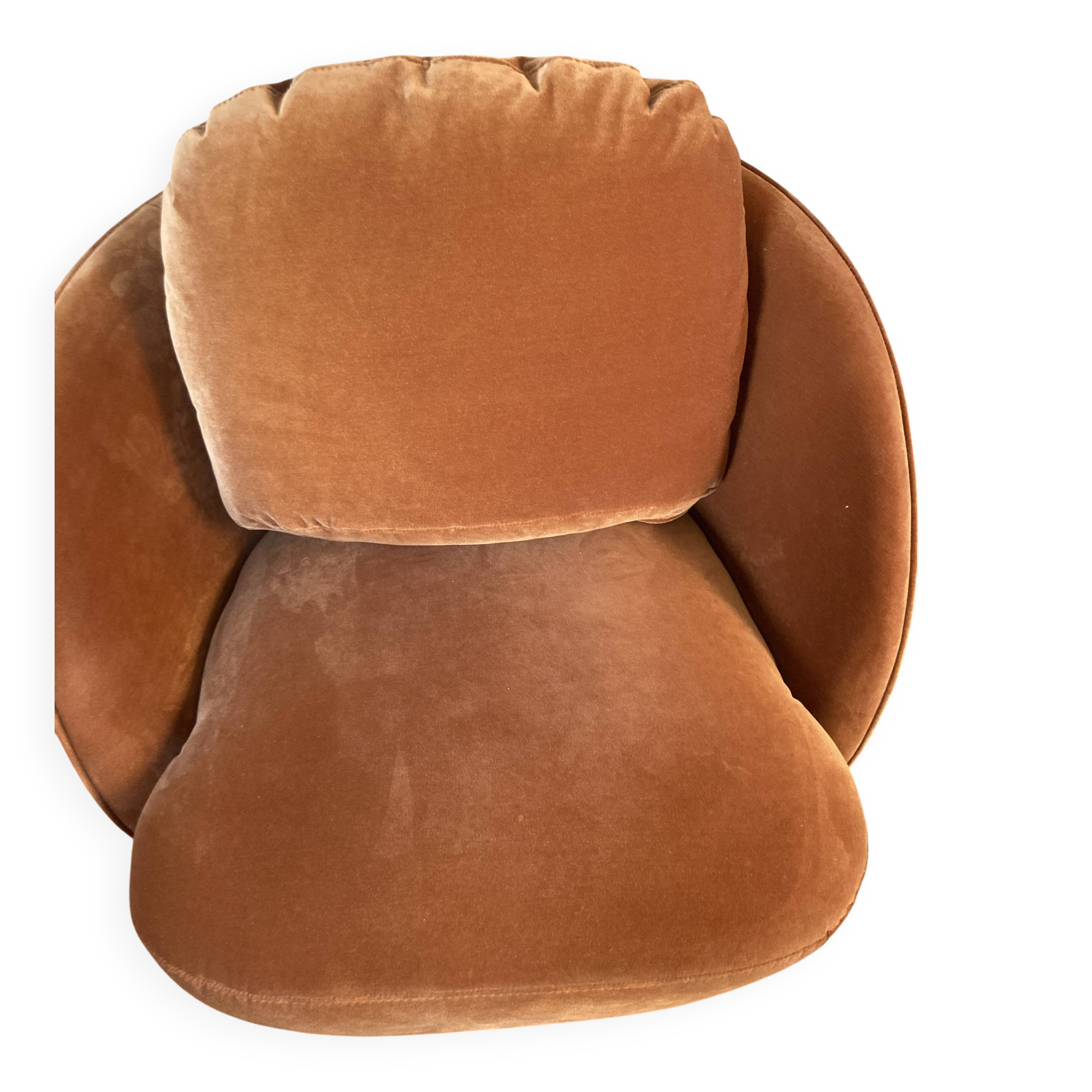 Fauteuil boule alpine AMPM velours Orange
