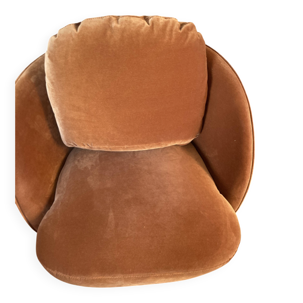 Fauteuil boule alpine AMPM velours Orange