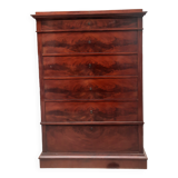 Flamed mahogany chest of drawers with 6 drawers