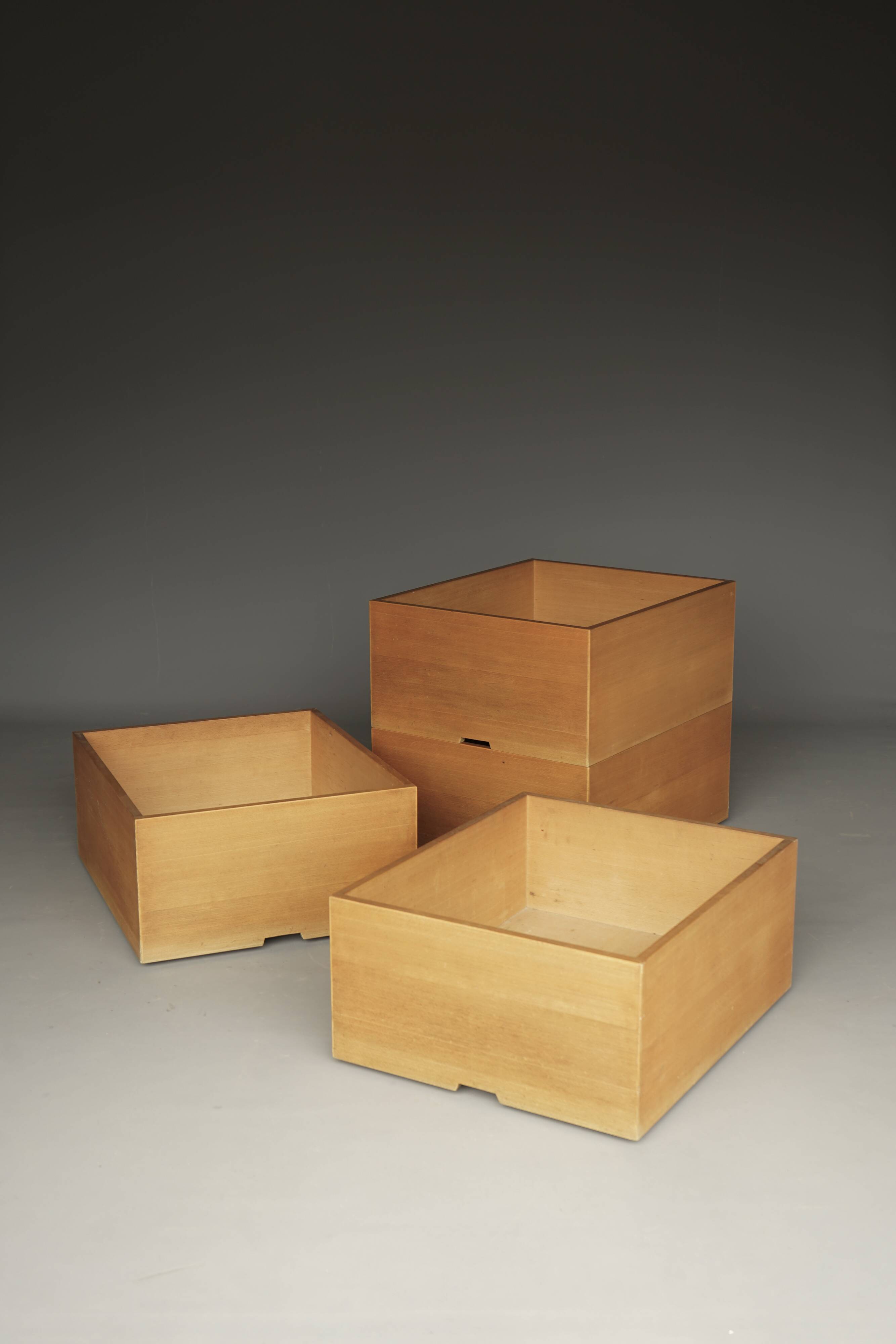 Storage Boxes in beech wood by Wim den Boon, 1967. Set of 4