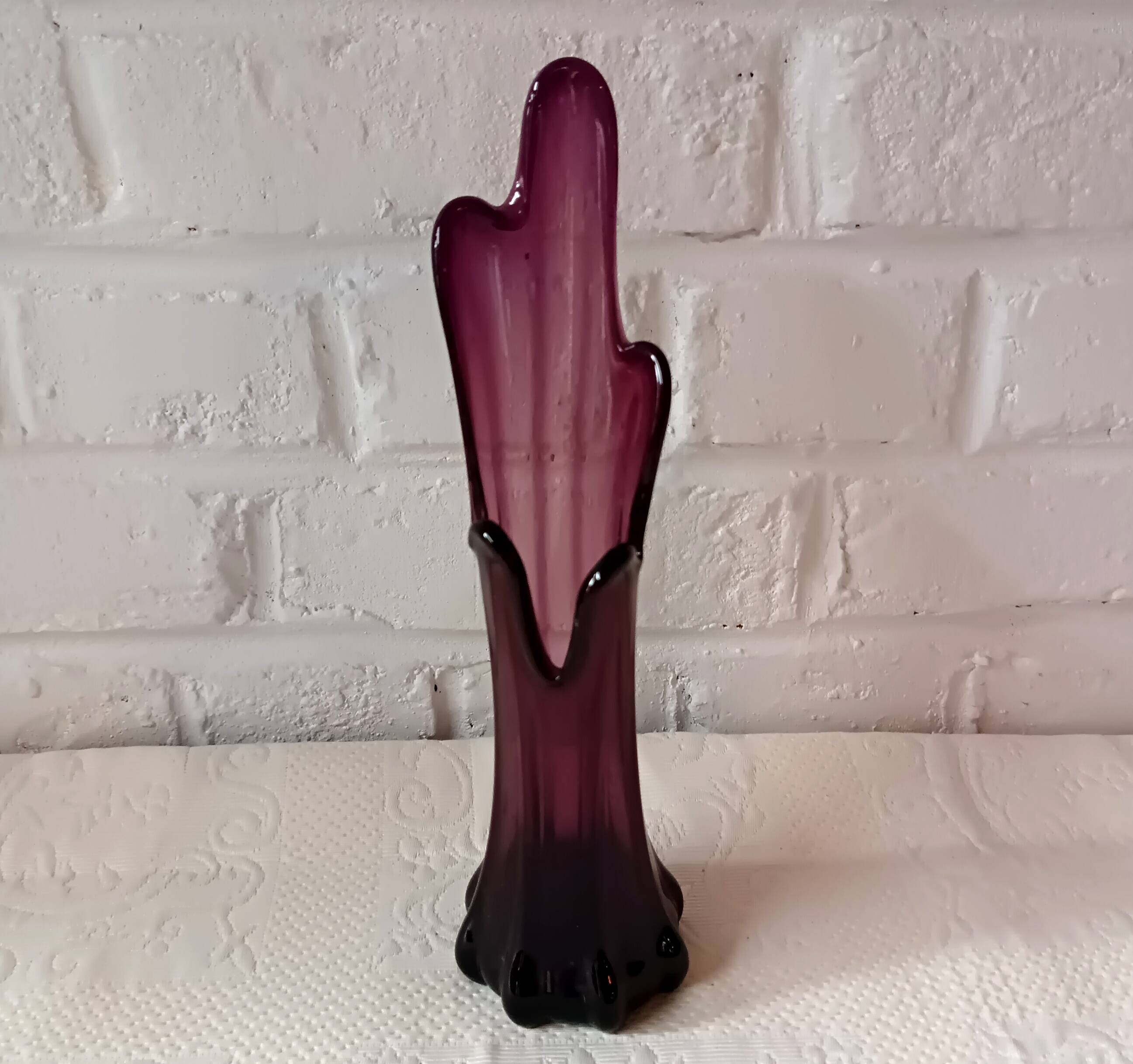Vintage VASE, Colorful Art Glass Finger Vase, Retro Finger Vase