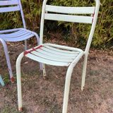 4 mismatched chairs Tolix brasserie bistro terrace French bistro 60s