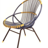 Blue rattan chair
