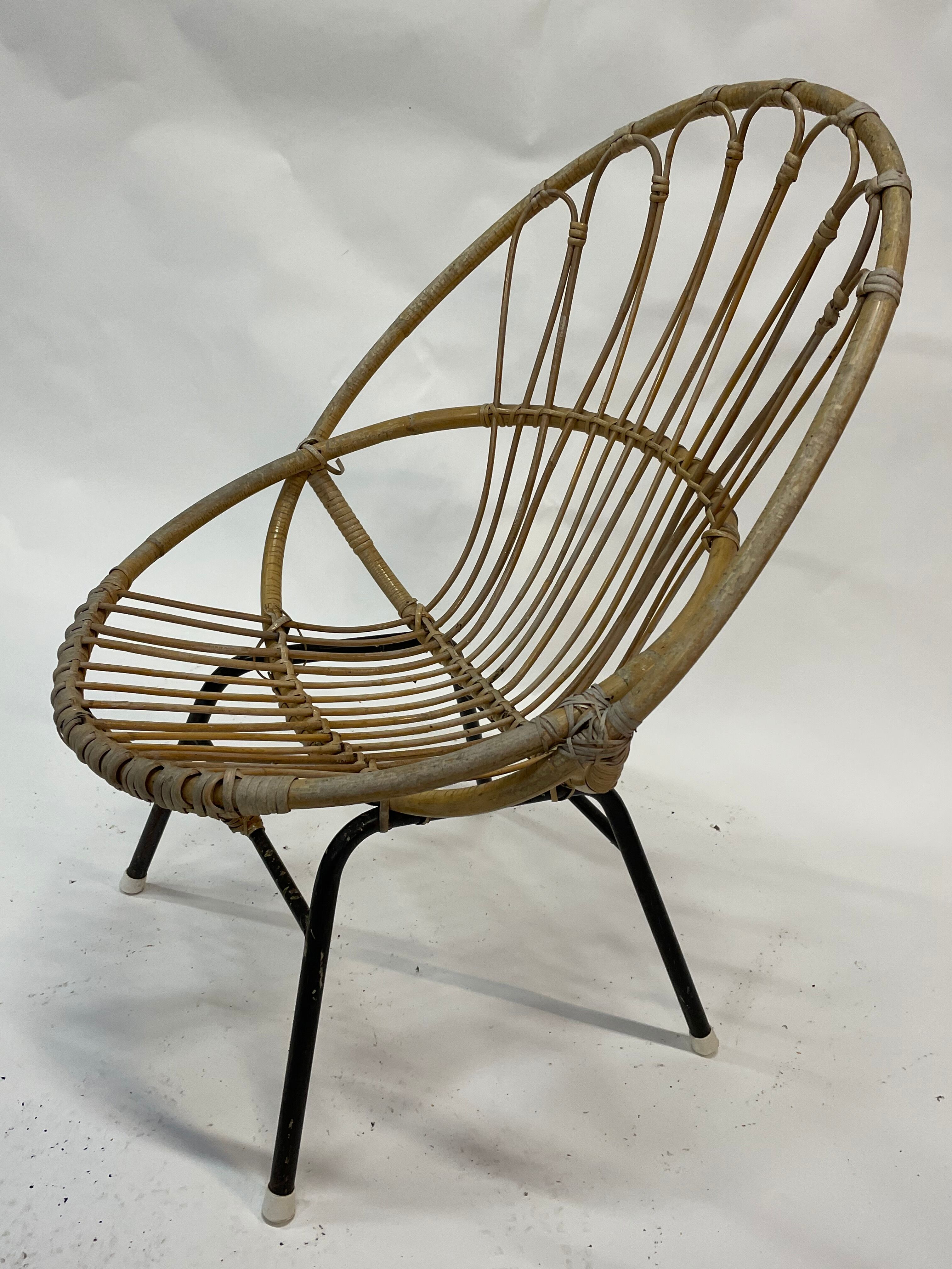 Vintage rattan chair by Dirk van Sliedregt Rohe Noordwolde 1960 in the Netherlands