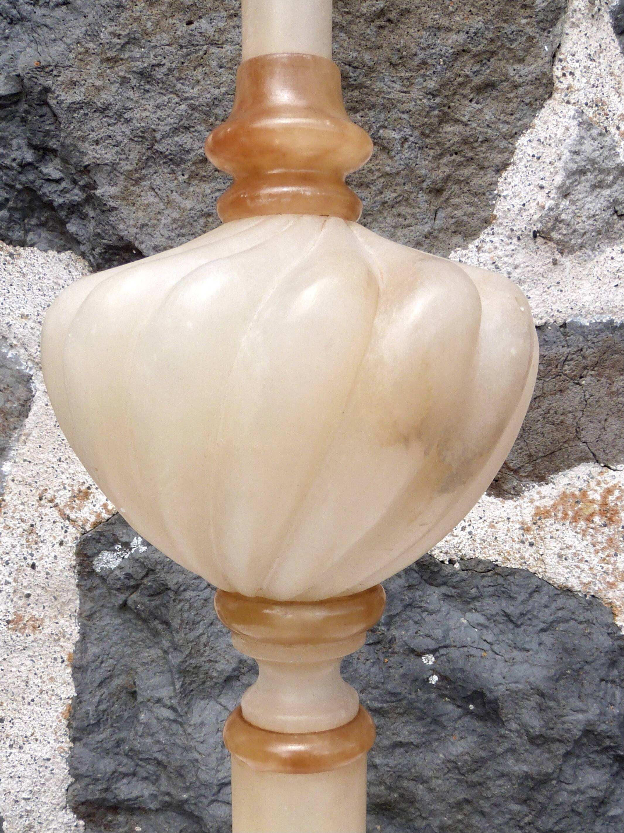 Alabaster and marble lamp base