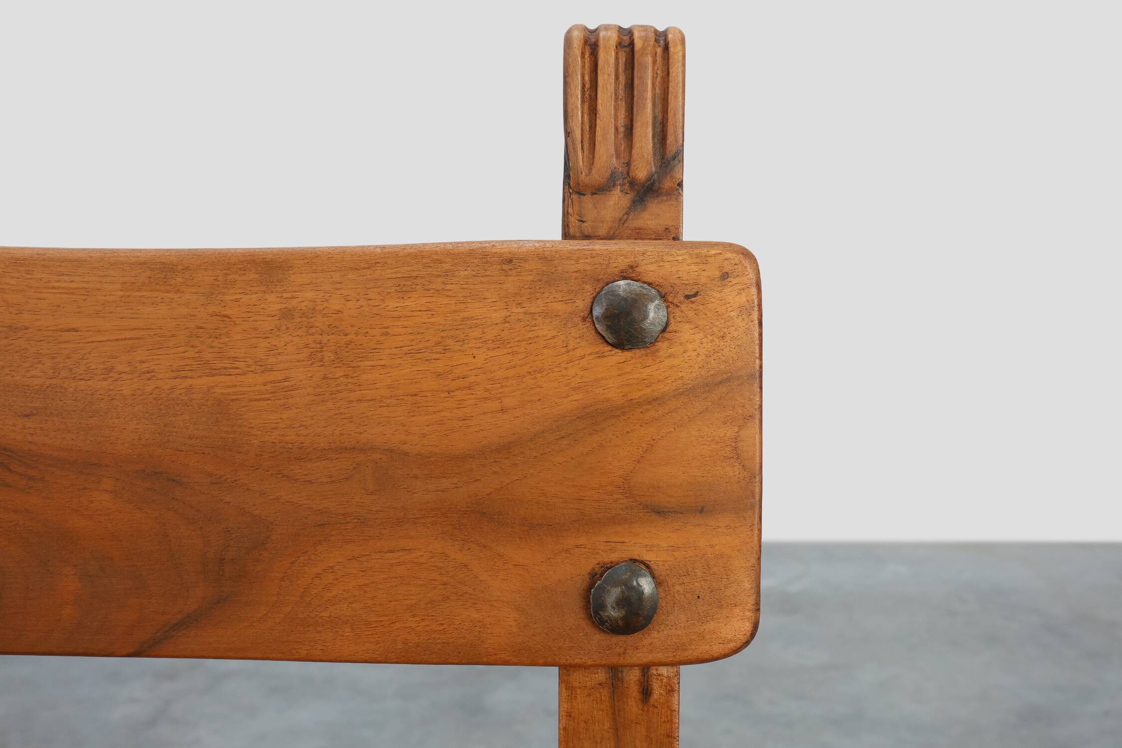Rustic carved oak Iberian side chair, Spain ca. 1900