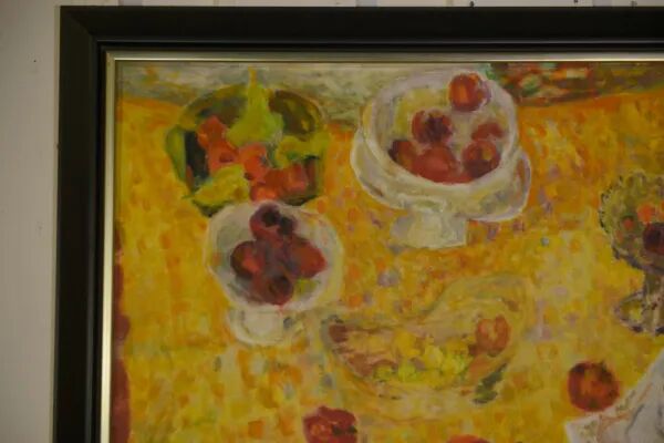 Oil painting on canvas still life post-impressionist The Cherries by L. Thuillier 2000