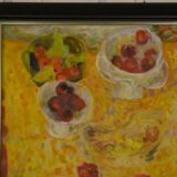 Oil painting on canvas still life post-impressionist The Cherries by L. Thuillier 2000