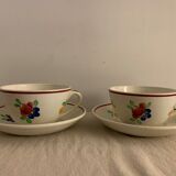 2 cups and 2 sub cups old earthenware Gien model Mireille