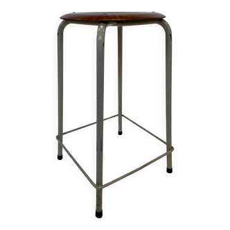 Vintage school stool, 1970s industrial design, Dutch minimalist