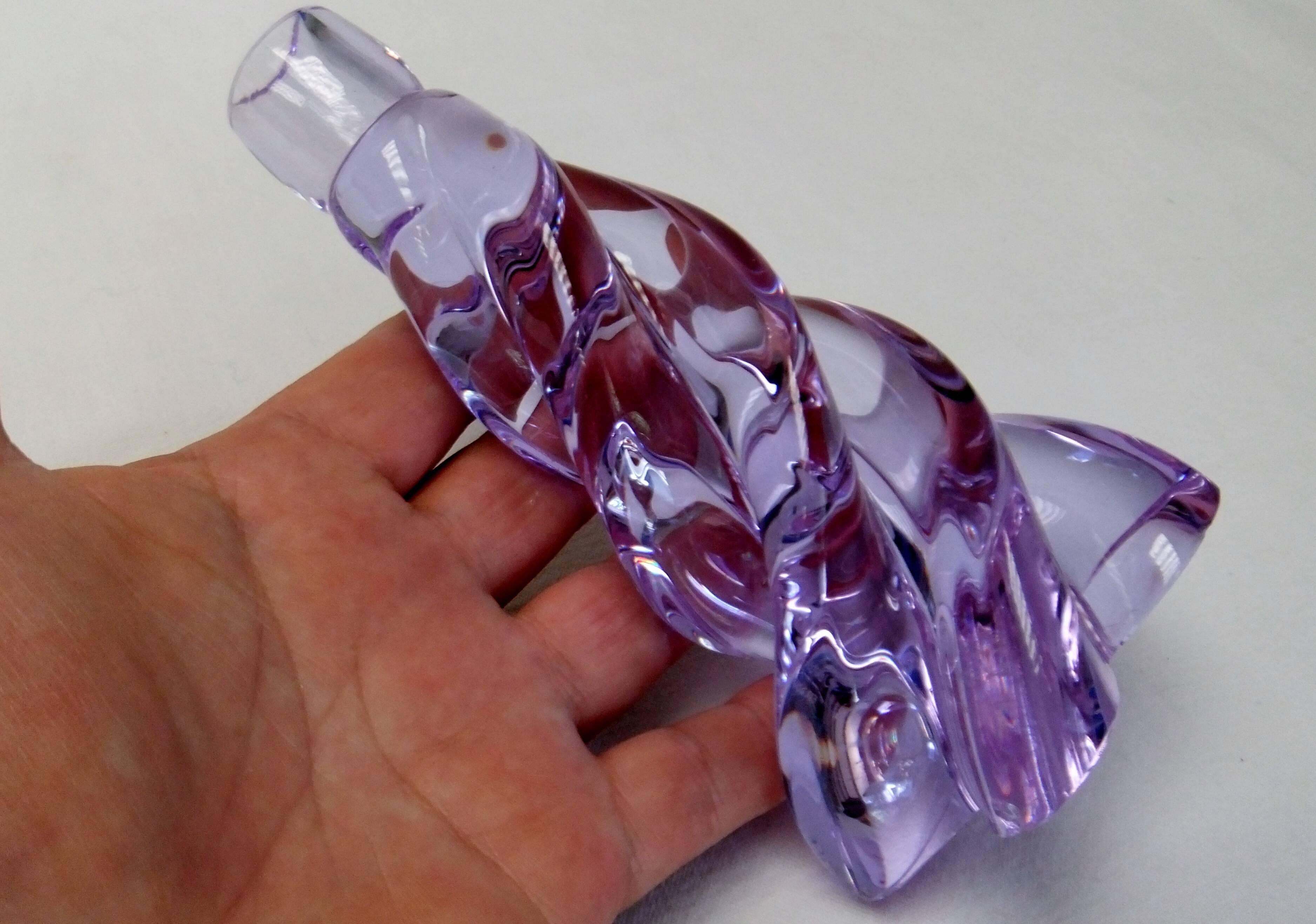 Sèvres crystal lamp signed Torsade purple foot