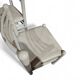 5 x dining chairs / light grey wooden frame / leather seat / Germany 1970s / labeled "ideen für kuchen - innenarchitektur"