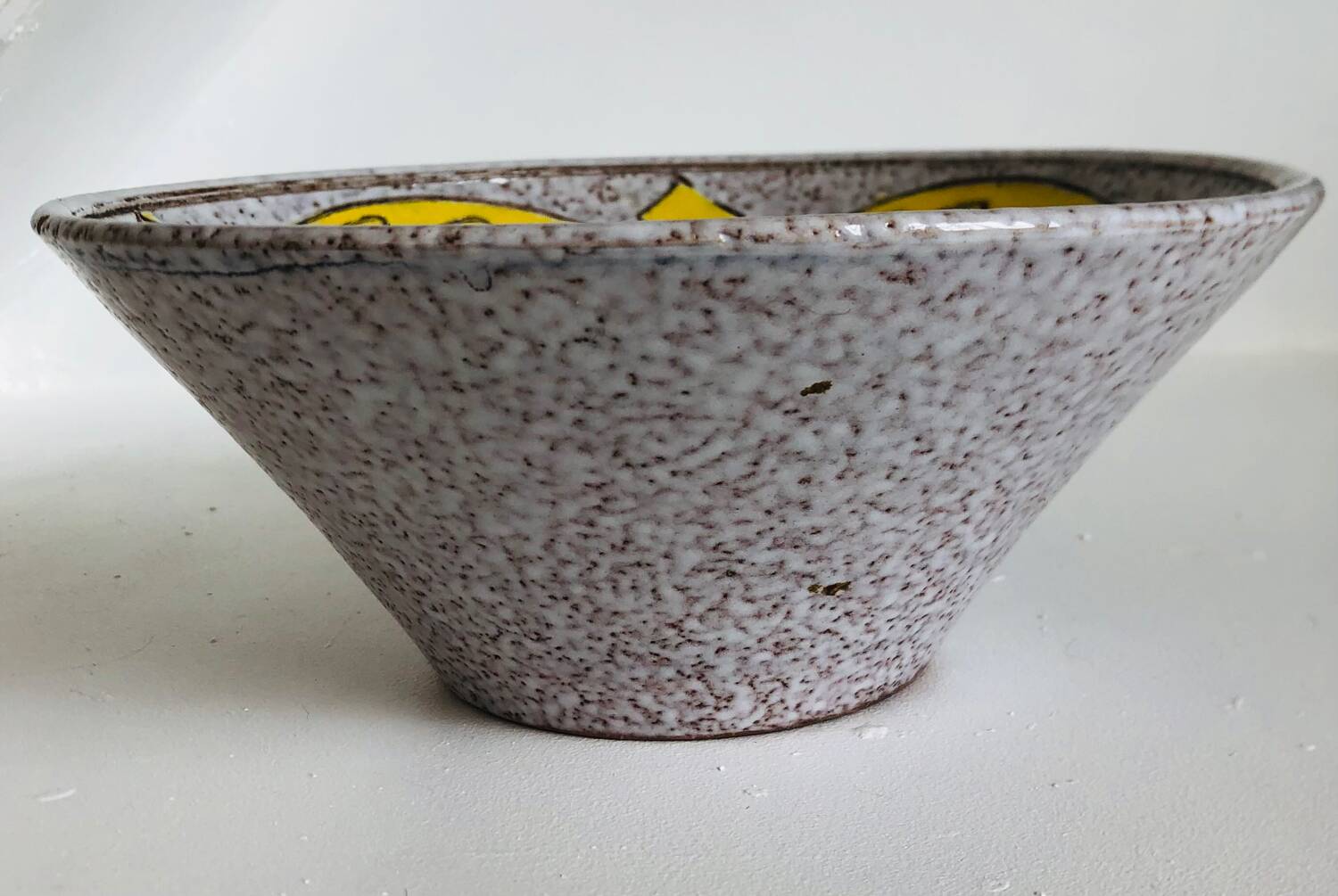 Trapezoidal vase by Fratelli Fanciullaci with plant decoration