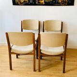 Set of 4 vintage chairs in teak and wool
