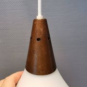 Large hanging lamp in white opal glass with brass top. Danish and estimated from the 1970s.