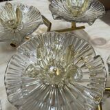 Pair of Modern Italian Murano Glass and Brass Flowers Wall Lamps