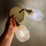 Double vintage tulip wall light in moulded glass.
