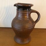 Brown ceramic stoneware pitcher / jug