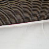 2 armchairs in woven rattan and wood, 1980s