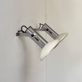 Pair of vintage adjustable wall lights, chrome and white lacquered metal, France 70