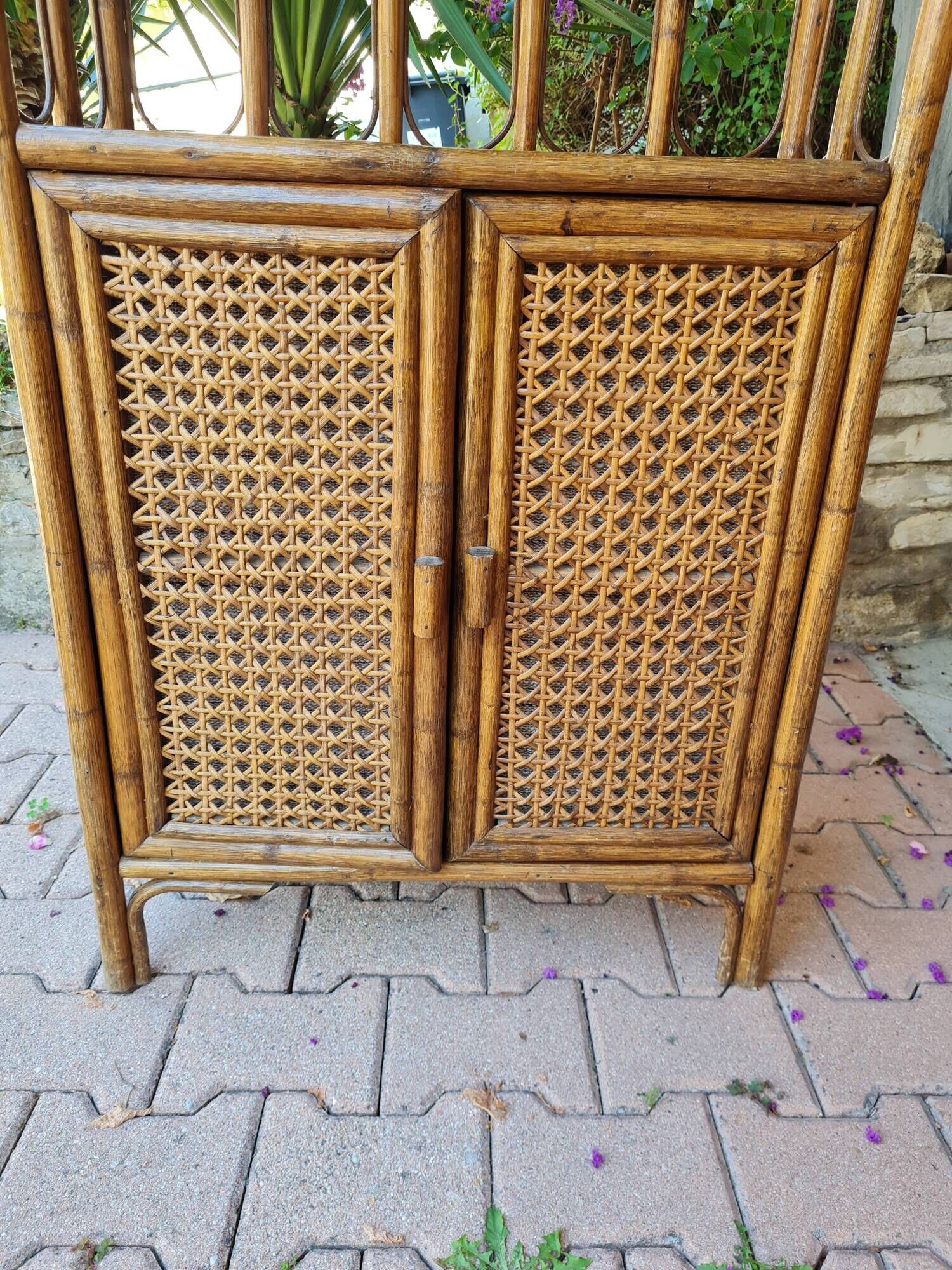 Rattan and canning furniture with vintage shelves