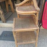 Bamboo and rattan corner shelf circa 1975