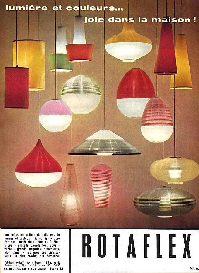Set of 3 Rhodoid Rotaflex pendants, 1950