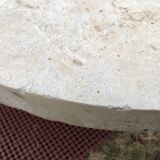 Asymmetrical coffee table design 80s in Mactan stones, travertine by Magnussen Ponte.
