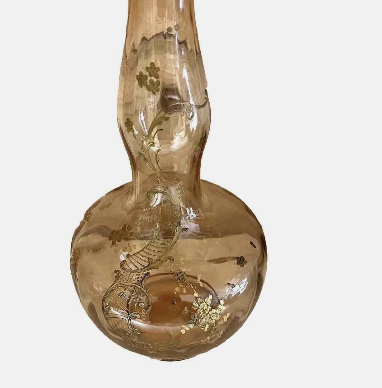 Murano-style smoked crystal soliflore vase with floral decoration - 373008