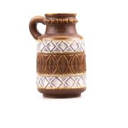 Brown and white antique jug vase with handle Bay West Germany 9325