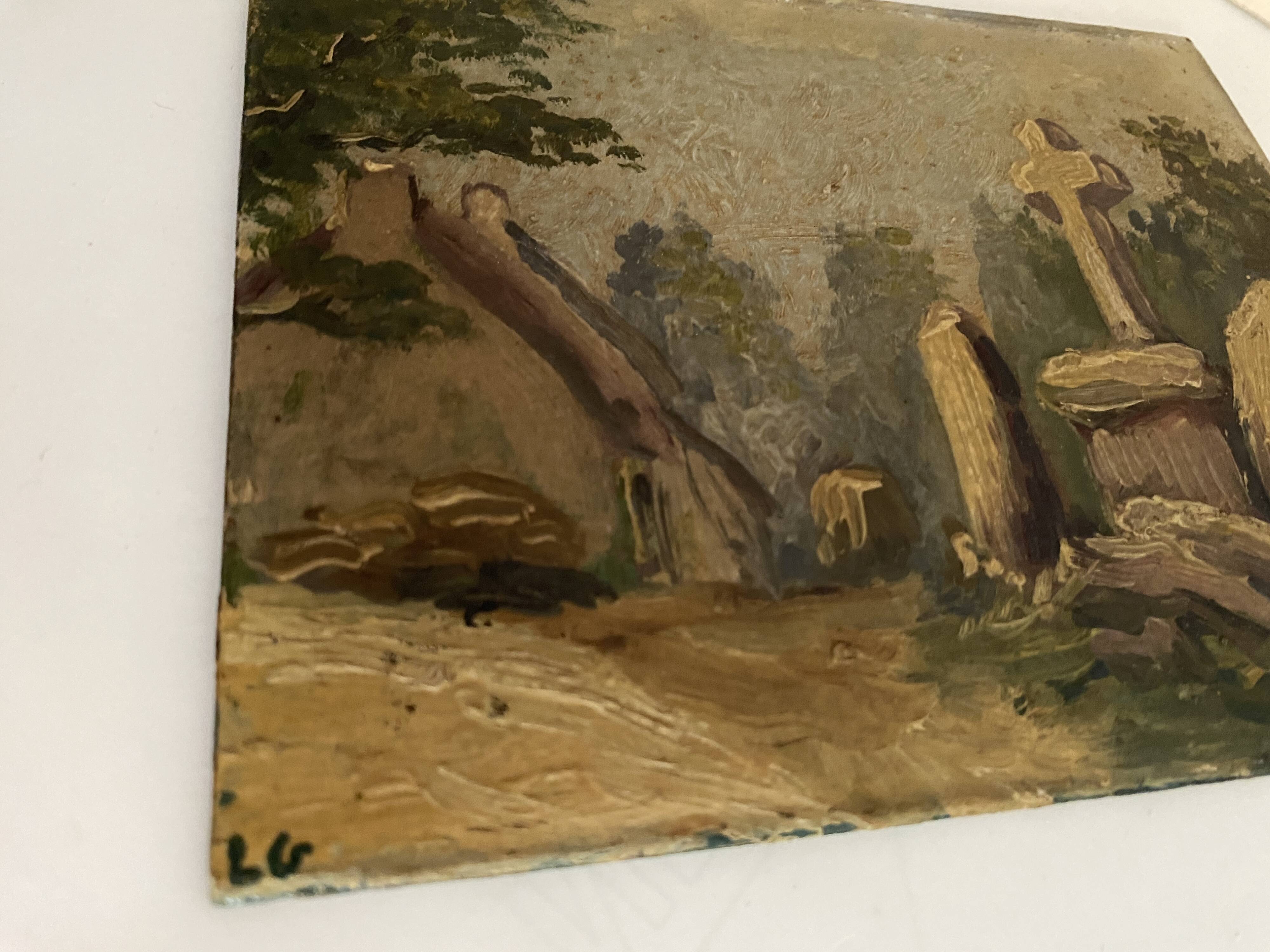 19th century oil on card