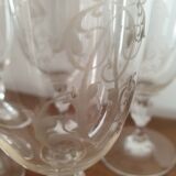 Set of 5 old screen-printed glasses