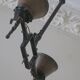 Brutalist wrought iron and copper 2-arm chandelier, 1960s