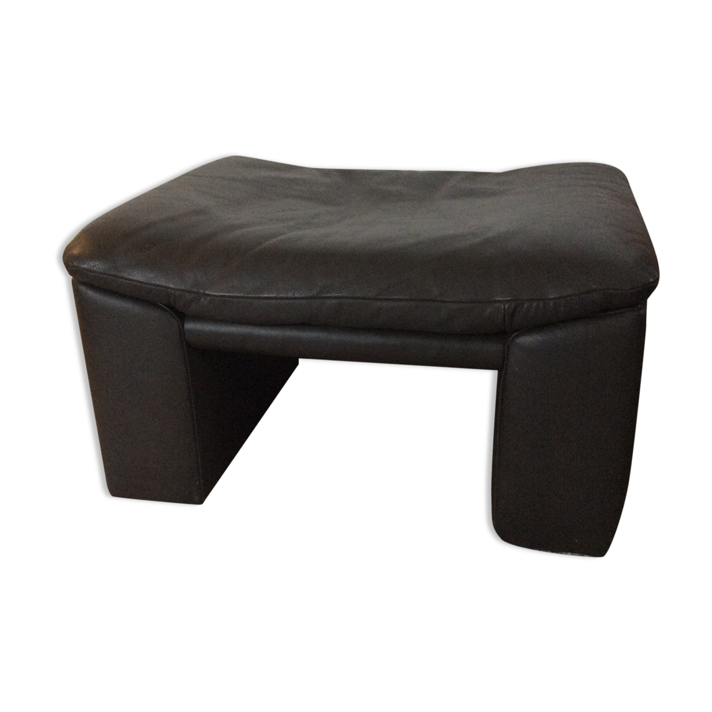 Pouf ottoman Jori en cuir des années 70-80