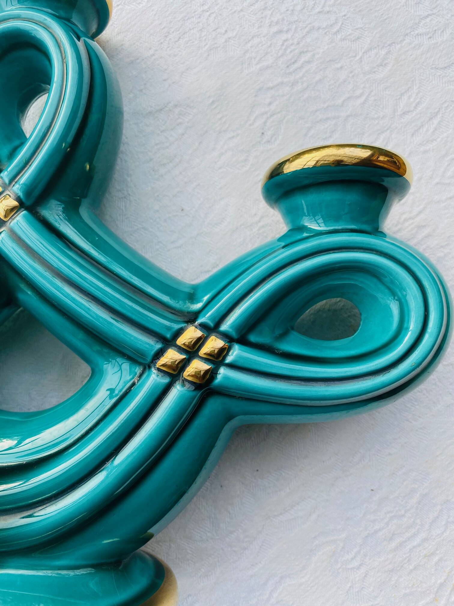 Triple ceramic candlestick Art Deco