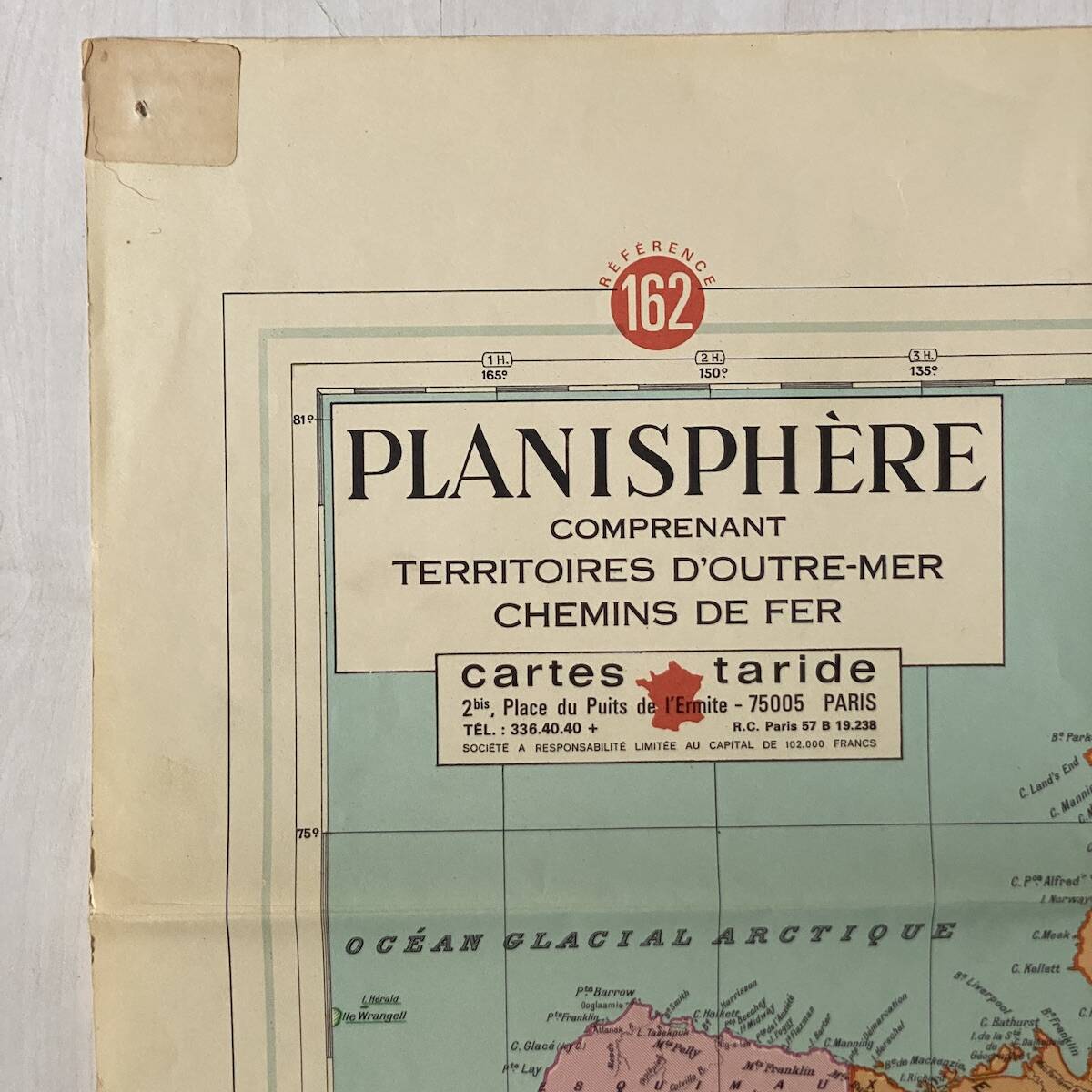Planisphère mappemonde Taride vintage 1976