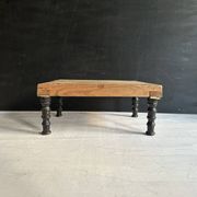 Antique Napoleon III footstool in turned blackened wood – 19th century