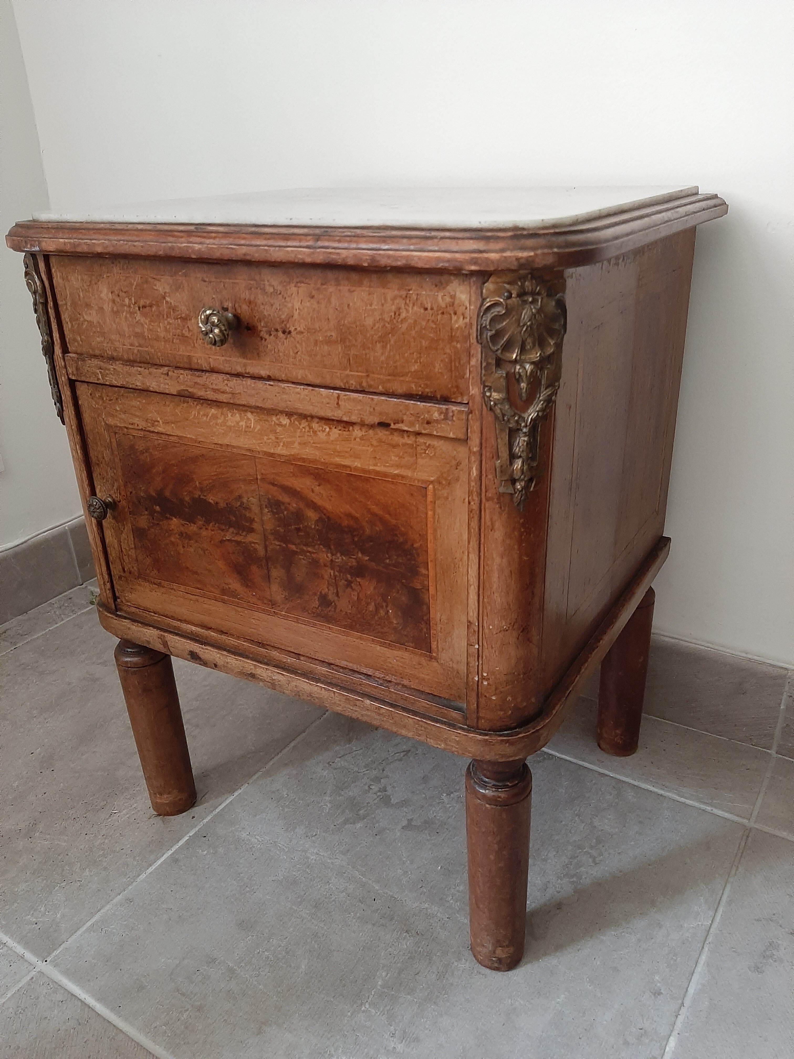 Wooden and marble bedside