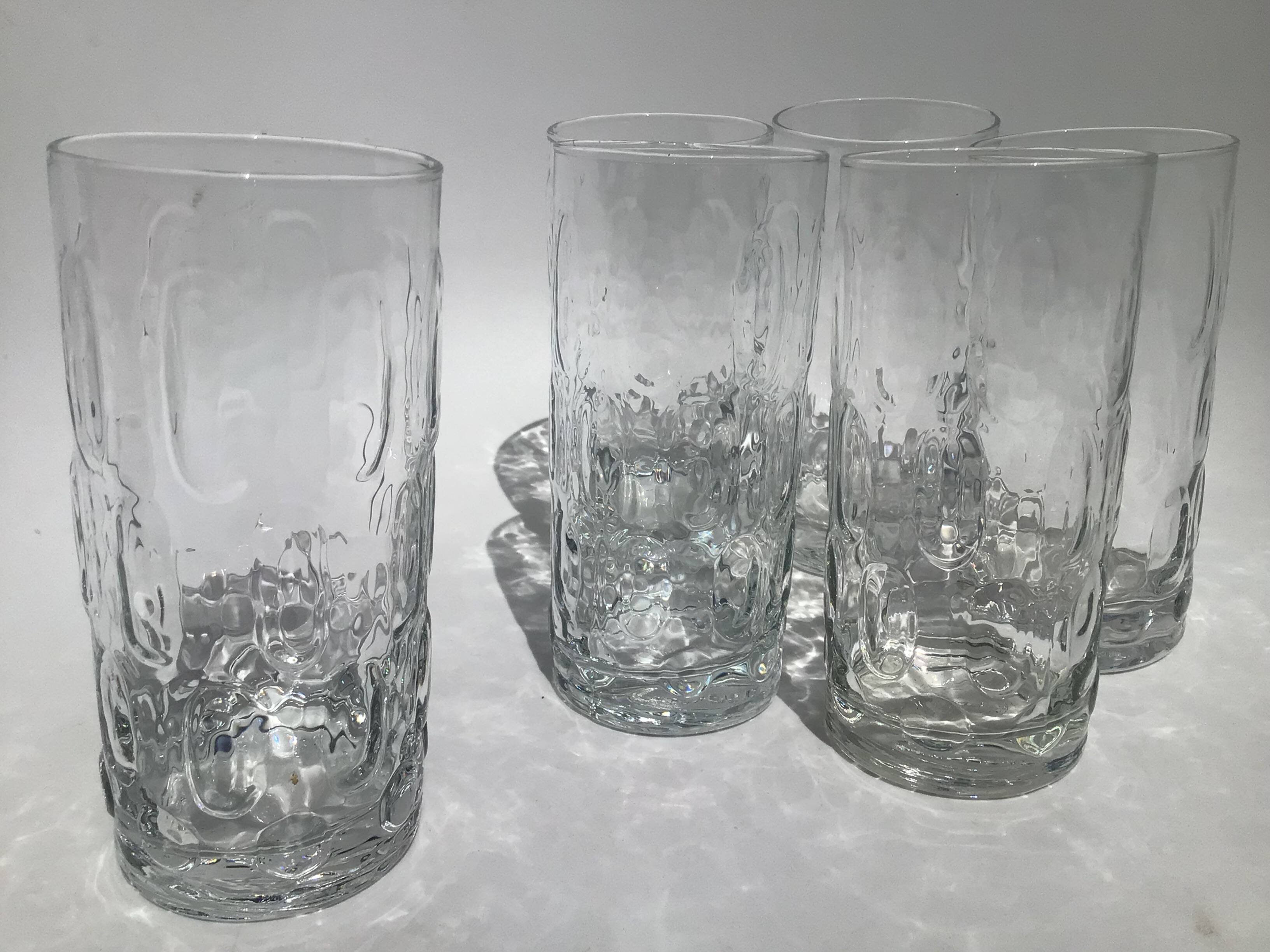 6 Long drink glasses relief glass oval bubbles Pernod