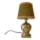 Bronze lamp, new 2M fabric cable, jute lampshade