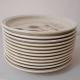 Set of 6 dessert plates in Sarreguemines sandstone, thistle pattern