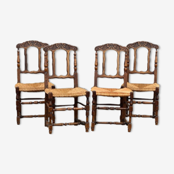 Série de 4 chaises paillées